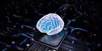 A brain over cpu represents artificial intelligence.