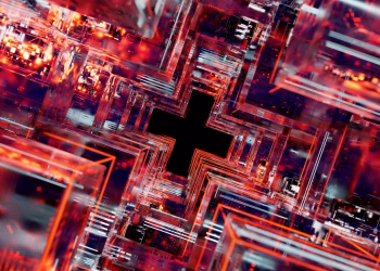 Abstract digital artwork showcasing a colorful, geometric design with depth and intricate detail.