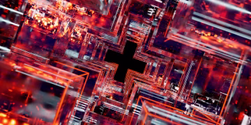 Abstract digital artwork showcasing a colorful, geometric design with depth and intricate detail.