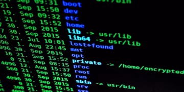 Close-up of colorful text on a computer screen, showcasing cybersecurity concepts.