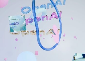 Multiple openai logos, gpt-4o, and pastel abstract elements.