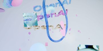 Multiple openai logos, gpt-4o, and pastel abstract elements.