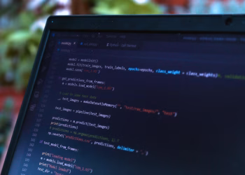Close-up view of a computer screen displaying code in a software development environment.