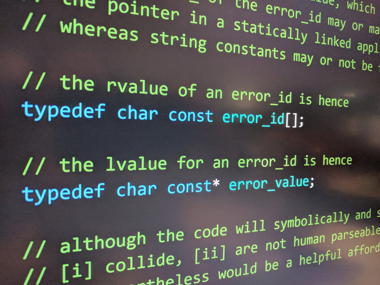 a close up of a computer screen with code on it
