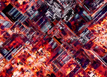 Vibrant abstract digital art showcasing a 3D matrix with LED lights, resembling a futuristic circuit.