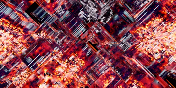 Vibrant abstract digital art showcasing a 3D matrix with LED lights, resembling a futuristic circuit.