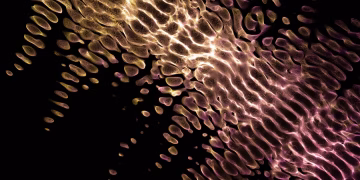 Vibrant abstract fractal design with glowing neon patterns on a dark background.