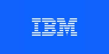 파란 배경의 흰색 IBM 8바 공식 로고