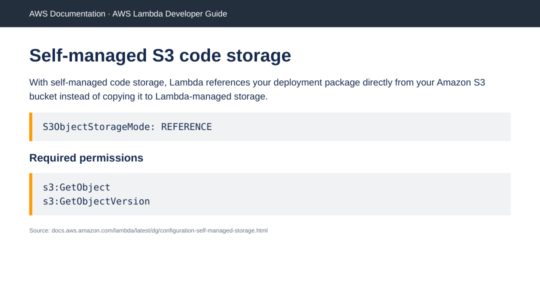 AWS Lambda 자체 관리 S3 코드 저장소의 REFERENCE 설정과 필수 권한