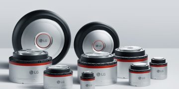 LG 로고가 표시된 크기별 AXIUM 로봇 액추에이터 제품군