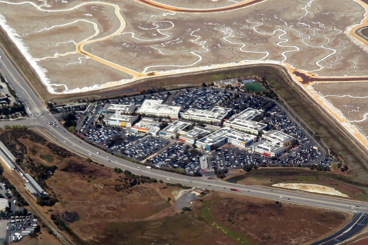 Aerial view of Facebook campus in Menlo Park, September 2019