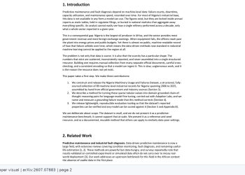 나이지리아 산업기계 데이터 공개, 숫자와 현장 맥락을 함께 묶었다 — arXiv 2607.07883 논문 원문 페이지와 연구 자료