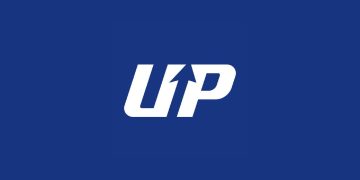 파란 배경의 업비트 공식 UP 로고