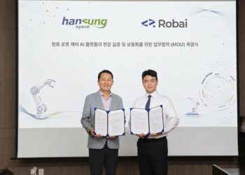 한성시스코 박종문 대표와 로바이 정원영 대표의 업무협약식