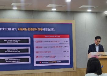 서울시청 브리핑실에서 2026년 제2회 추가경정예산안을 설명하는 이동률 기획조정실장 직무대리