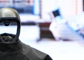 세계로봇대회 전시장에 공개된 유니트리 휴머노이드 로봇 센서 헤드
