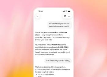 개인 건강 정보를 바탕으로 활동을 제안하는 ChatGPT Health 대화 화면