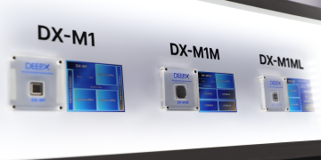 딥엑스 전시 공간에 공개된 DX-M1·DX-M1M 제품