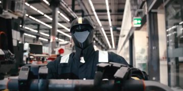 산업 현장에서 작동하는 Nucleus Robotics 휴머노이드 로봇