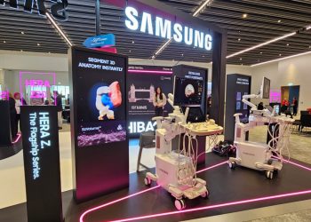 ISUOG 2026의 삼성메디슨 HERA Z 시리즈 초음파 장비 전시 부스