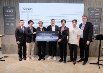10월6일 후쿠오카에서 Prometheus Lab AI의 6개월 실증 착수를 발표하는 CancerFree Biotech·Avalanche Computing·규슈대병원 f-labs 관계자들